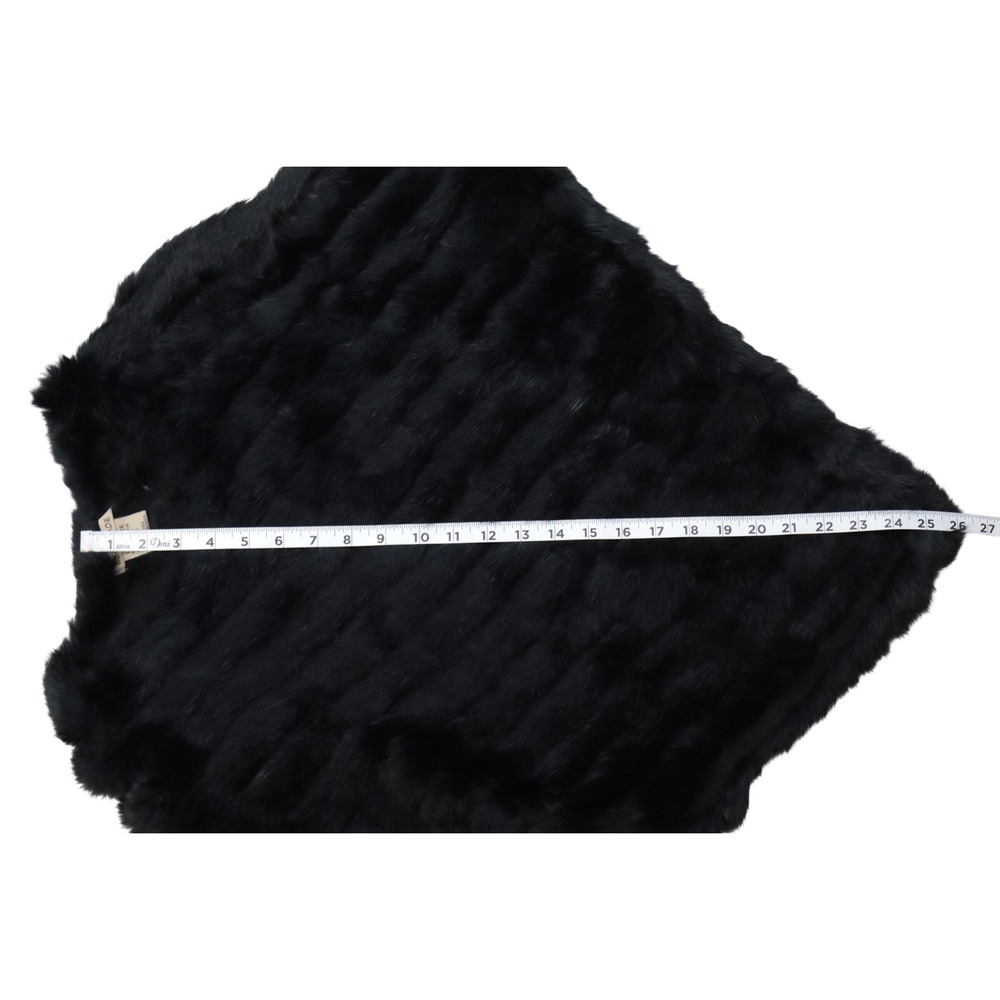 Escapade Black Real Rabbit Fur Knit Poncho Wrap One Size Luxury Outerwear - Picture 3 of 6